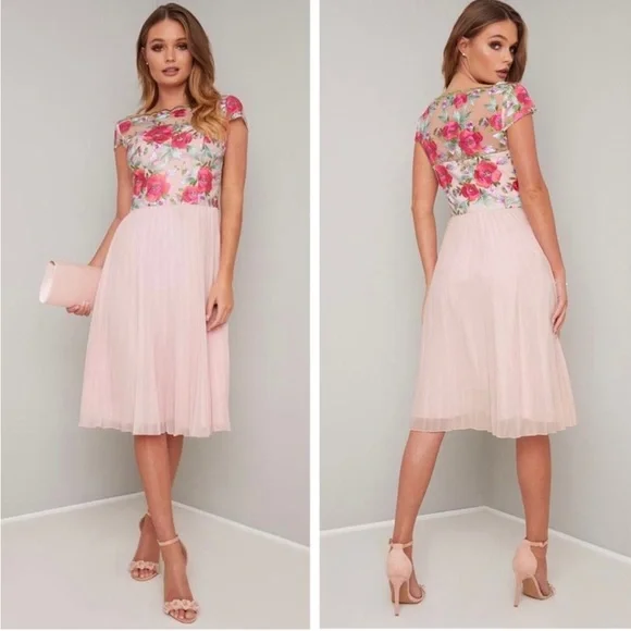 Chi Chi London Floral Pink Midi Dress - Picture 3 of 9